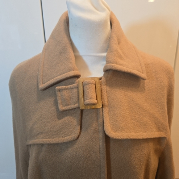 Twelfth Street Wool Cape Arm Holes Collared Mid Length Tan Brown Size Small USA - Picture 3 of 14